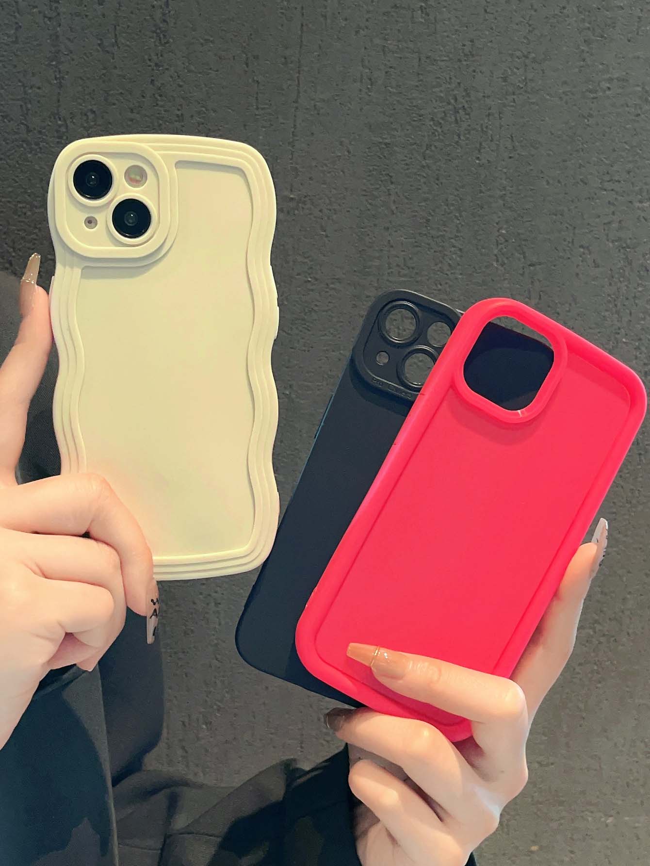 3pcs Solid Phone Case - Multicolor - View 1