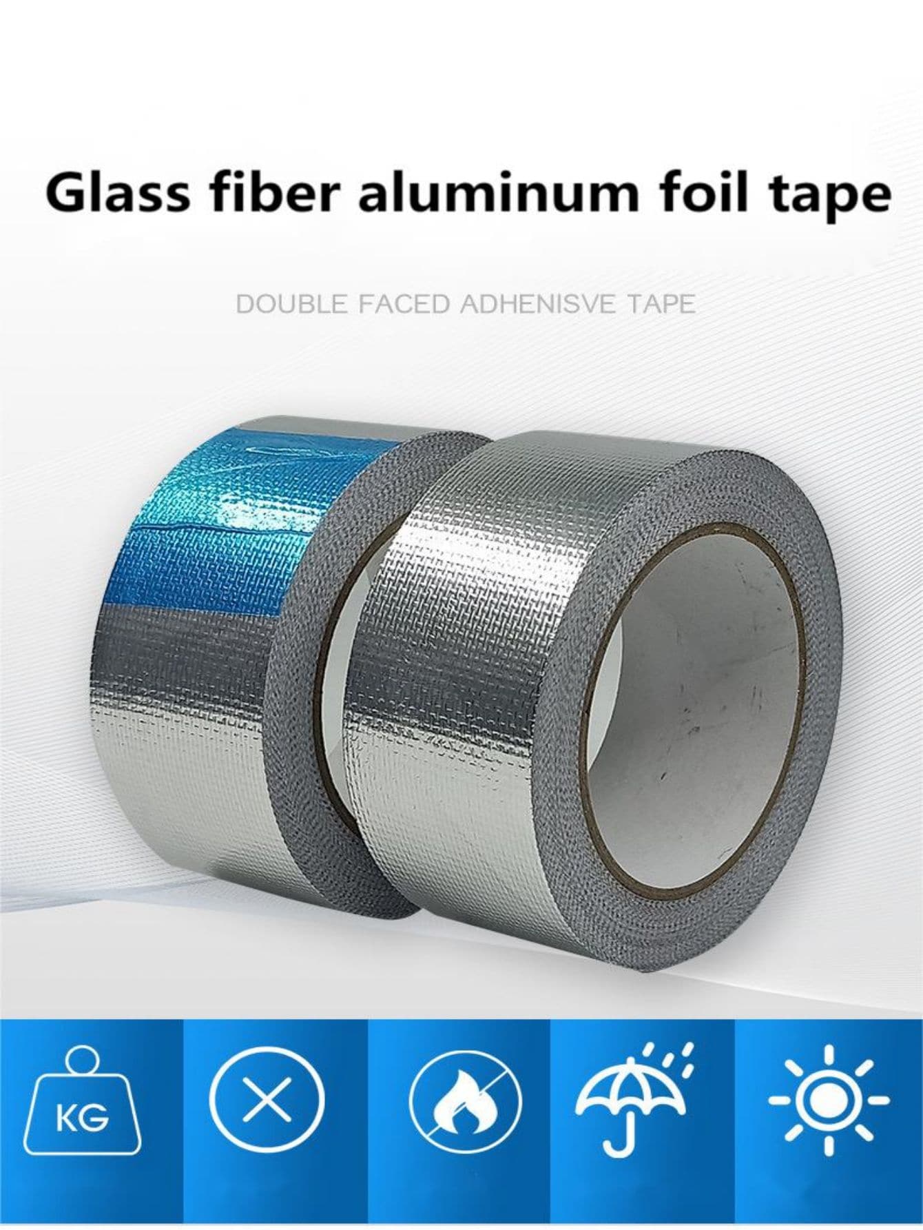 1 pieza fibra de vidrio lámina de aluminio cinta - Plateado - Ver 1