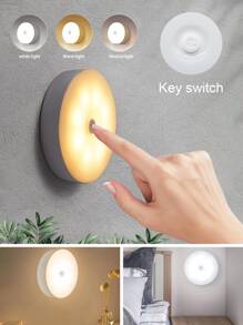 1入組8-led三色壓制小夜燈帶USB可充電電池,開關&磁性,適用於臥室學習房間走廊樓梯燈光 - 彩色 - 查看 1