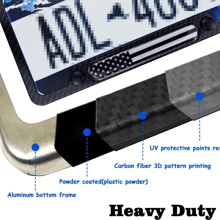 旗碳纖維圖案牌照邊框 - 黑色 - 查看 2