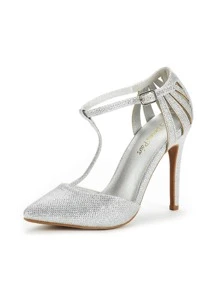 Women's Black Nubuck Fashion Dress High Heel Pointed Toe Wedding Pumps Shoes - Bạc - Xem 8