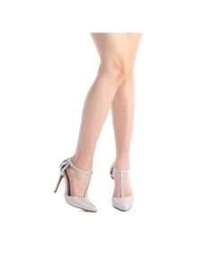 Women's Black Nubuck Fashion Dress High Heel Pointed Toe Wedding Pumps Shoes - Bạc - Xem 6