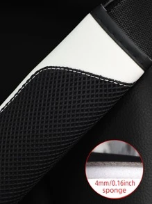 MEIKAXIU 1pc 3d Breathable Skin-touch Pu Leather Seat Belt Shoulder Pad, Pressure Relief & Comfortable, Automotive Accessories For Women - White - View 3