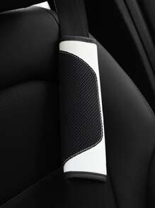MEIKAXIU 1pc 3d Breathable Skin-touch Pu Leather Seat Belt Shoulder Pad, Pressure Relief & Comfortable, Automotive Accessories For Women - White - View 4