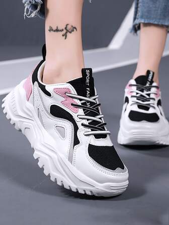 Women's Lace-up Sports Shoes With Mesh Upper For Outdoor Activities