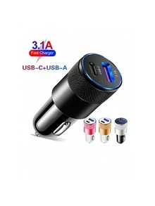 1入組多功能雙端口車載充電器 - 黑色 - 查看 2