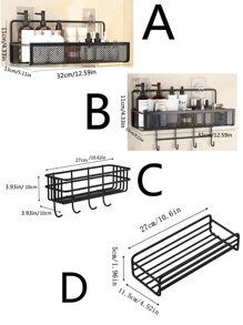 1pc Minimalist White Hollow Wall-Mounted Storage Rack, Modern Iron Bathroom Organizer, Home Use - White - View 2