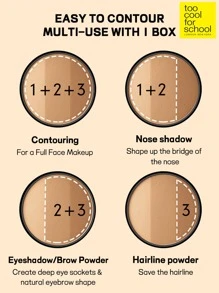 Too Cool for School Paleta mate para contorno en K-Beauty, con obsequio de 1 pincel, textura ligera, suave y aterciopelada, con espejo, contorno adelgazante para nariz y rostro, con gradación natural y bronceador.
