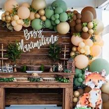 96 个鼠尾草绿和咖啡棕色乳胶气球花环拱门套件，适用于毕业典礼、生日、婚礼、周年纪念、庆典、派对装饰 - 綠色 - 查看 2