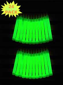 24入組6英寸(15.2cm)綠色熒光棒緊急情況燈派對用品,明亮螢光綠燈棒在黑暗的,防水配件,偉大適用於生存,野營,遠足,派對