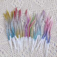 6入組曲綫生日派對蛋糕裝飾螺旋蠟燭在金色顏色 - 金色 - 查看 5