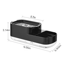 1pc Kitchen Soap Dispenser And Sponge Holder Set, Press Style Liquid Soap Box Bathroom Decor Summer - Black - View 2