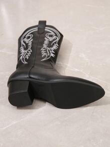 Botas de vaquera occidental para mujer, elegantes botas de exterior, botas de vaquero para mujer - Negro - Ver 6