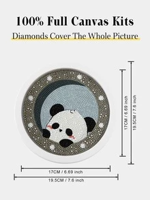 1入組卡通動物貓熊帶框架水鑽繪畫掛飾 - 彩色 - 查看 5