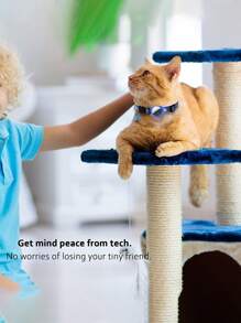 1pc Anti Lost Cat Collar For The Apple Airtag Waterproof Reflective Pet Kitten Necklace Protective Tracker With Bell Cats Accessories - Blue - View 3