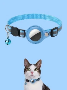 1pc Anti Lost Cat Collar For The Apple Airtag Waterproof Reflective Pet Kitten Necklace Protective Tracker With Bell Cats Accessories - Blue - View 1