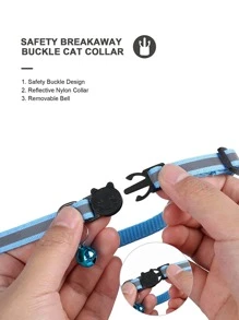 1pc Anti Lost Cat Collar For The Apple Airtag Waterproof Reflective Pet Kitten Necklace Protective Tracker With Bell Cats Accessories - Blue - View 6