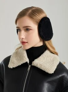 1pc Simple Short Plush Ear Warmer Wrap For Warmth - Black - View 2