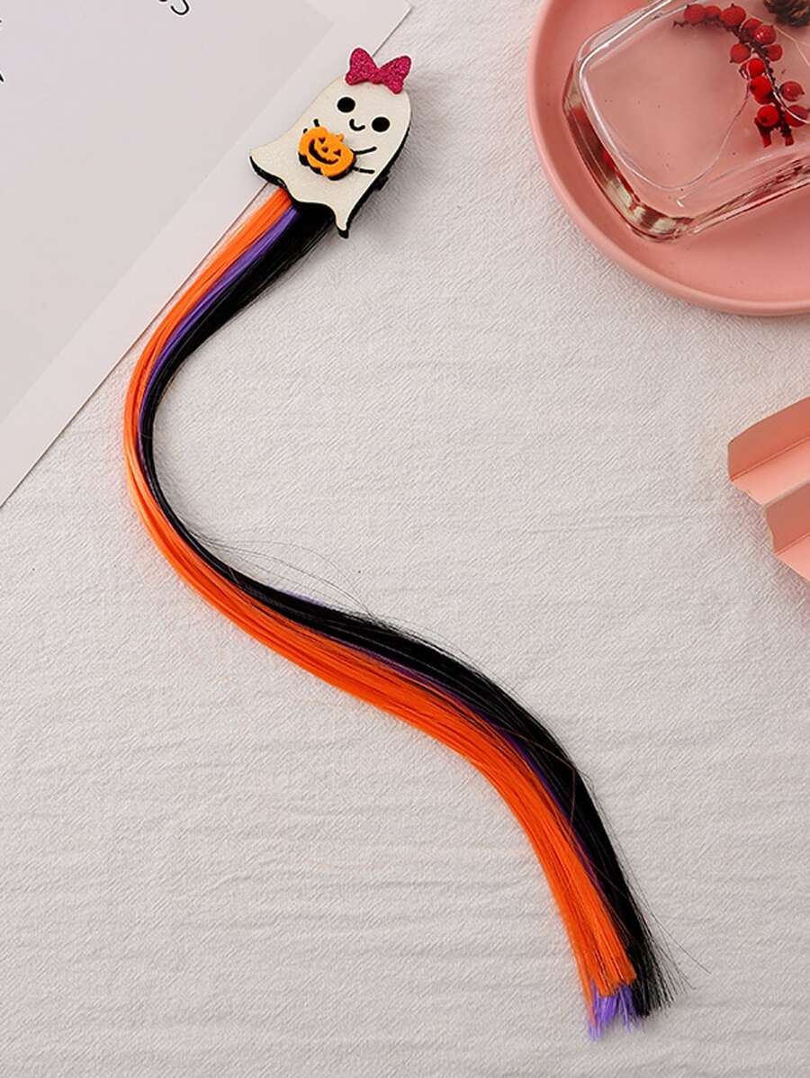 1入組萬聖節南瓜裝飾髮辮延伸帶夾,無損至頭髮 - 彩色 - 查看 1