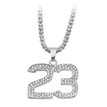 1pc Luxurious Hip-hop Style Silver-tone 23 Number Pendant Necklace With Rhinestones, Suitable For Men's Daily Wear - Silver - View 7