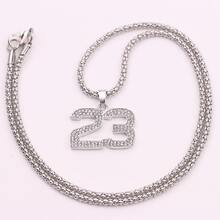 1pc Luxurious Hip-hop Style Silver-tone 23 Number Pendant Necklace With Rhinestones, Suitable For Men's Daily Wear - Silver - View 5