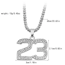 1pc Luxurious Hip-hop Style Silver-tone 23 Number Pendant Necklace With Rhinestones, Suitable For Men's Daily Wear - Silver - View 6