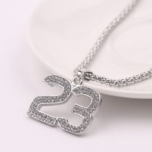 1pc Luxurious Hip-hop Style Silver-tone 23 Number Pendant Necklace With Rhinestones, Suitable For Men's Daily Wear - Silver - View 3