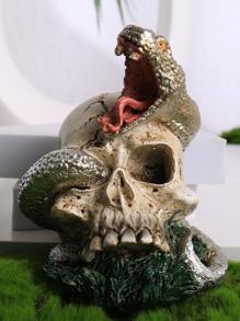 1入組合成樹脂裝飾物件現代骷髏頭和蛇形家居裝飾工藝品 - 彩色 - 查看 2