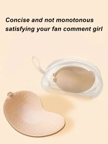 1pc Invisible Breathable Silicone Bra Pad With Nipple Cover And Lift, Adhesive Sticker For Wedding And Party - Apricot - View 4