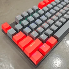Hxsj Abs材質oem高度機械鍵盤帽適用於104鍵 / 87 鍵 / 61鍵機械鍵盤帽,閉合式字母透明灰紅拼接abs鍵帽適用於6.25u空格鍵,配有拆鍵器盒裝 - ABS灰紅-盒裝104鍵(鑰匙裝置贈送) - 查看 2