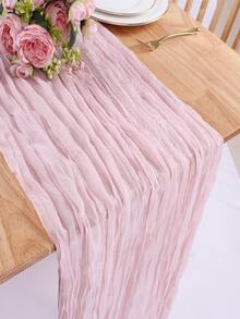 Pink Pleated Table Runner Suitable For Birthday Party, Wedding Decoration Tablecloth - Pink - View 2