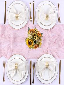 Pink Pleated Table Runner Suitable For Birthday Party, Wedding Decoration Tablecloth - Pink - View 5