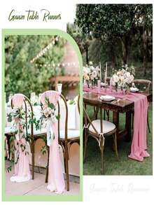 Pink Pleated Table Runner Suitable For Birthday Party, Wedding Decoration Tablecloth - Pink - View 7