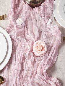 Pink Pleated Table Runner Suitable For Birthday Party, Wedding Decoration Tablecloth - Pink - View 8