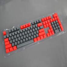 Hxsj Abs材質oem高度機械鍵盤帽適用於104鍵 / 87 鍵 / 61鍵機械鍵盤帽,閉合式字母透明灰紅拼接abs鍵帽適用於6.25u空格鍵,配有拆鍵器盒裝 - ABS灰紅-盒裝104鍵(鑰匙裝置贈送) - 查看 3