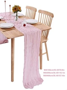 Pink Pleated Table Runner Suitable For Birthday Party, Wedding Decoration Tablecloth - Pink - View 11