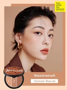 Too Cool for School K-Beauty自然光感胭脂粉盤，3色，啞緻裸色臉頰蜜粉，輕盈易上妝，附鏡子，美容臉部化妝品 - #3 姜橙 - 查看 4