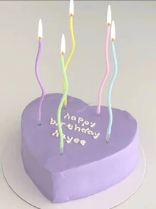 6pcs Macaron Shaped Curved Twisted Birthday Party Candles Back To School Valentine Day - Multicolor - View 1