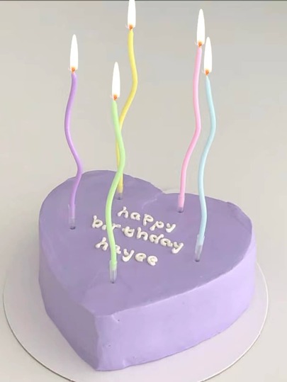 6pcs Macaron Shaped Curved Twisted Birthday Party Candles Back To School Valentine Day