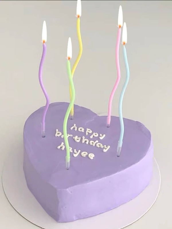 6pcs Macaron Shaped Curved Twisted Birthday Party Candles Back To School Valentine Day