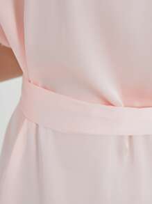 Pink Bridesmaid Robe With Back Bridemaid Embroidery - Baby Pink - View 5