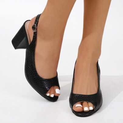 2024 Summer New Plus Size High Heels & Chunky Heels & Ankle Strap & Peep Toe Shoes, Fashion Women's Shoes, Cross-Border E-Commerce