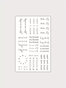 可水洗临时纹身贴 1 PVC 简约可爱清新简约图案英文字母适合时尚年轻人 - 黑色 - 查看 3