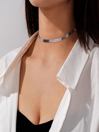 1條時尚不鏽鋼魚尾長鍊項鍊,適合男女日常佩戴