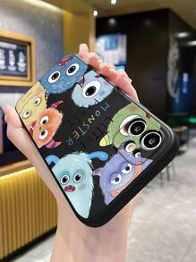 1 chiếc ốp lưng điện thoại thời trang hình quái vật mắt to dễ thương màu đen, cạnh thẳng, đục lỗ, chống rơi, tương thích với Apple/Redmi/Mi/VIVO/OPPO/ Chống nước, chống sốc, chống trầy xước, phiên bản quốc tế, không phải phiên bản nội địa. - màu đen - Xem 5