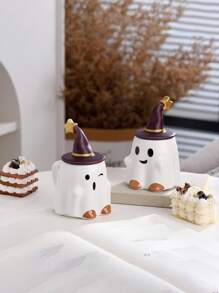 萬聖節主題創意卡通陶瓷馬克,可愛杯子適用於水,咖啡,牛奶帶精靈設計和蓋