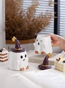 萬聖節主題創意卡通陶瓷馬克,可愛杯子適用於水,咖啡,牛奶帶精靈設計和蓋