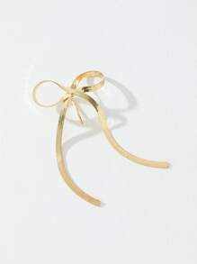 1个女士时尚金色蝴蝶结发夹，休闲百变风格，适合情人节、Y2K风格，可作发饰、发夹、发卡、发卡爪夹等，适合学生佩戴，优雅时尚，适合大学校园，蝴蝶结可爱可爱，可作头饰、发卡。 - 金色 - 查看 4