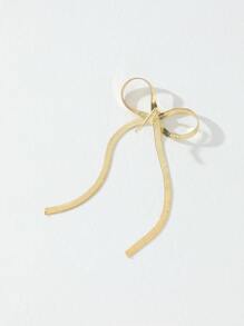 1个女士时尚金色蝴蝶结发夹，休闲百变风格，适合情人节、Y2K风格，可作发饰、发夹、发卡、发卡爪夹等，适合学生佩戴，优雅时尚，适合大学校园，蝴蝶结可爱可爱，可作头饰、发卡。 - 金色 - 查看 5