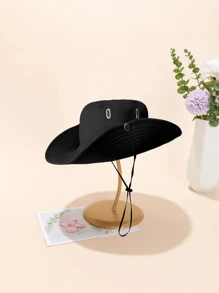 1pc Unisex Western Style Cowboy Hat For Outdoor Activities, Sun Protection - Black - View 1
